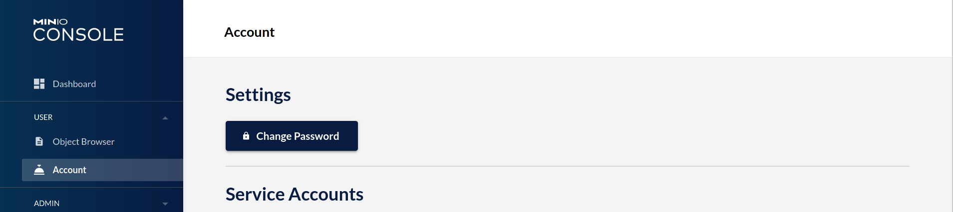 MinIO Console Account Management Change Password