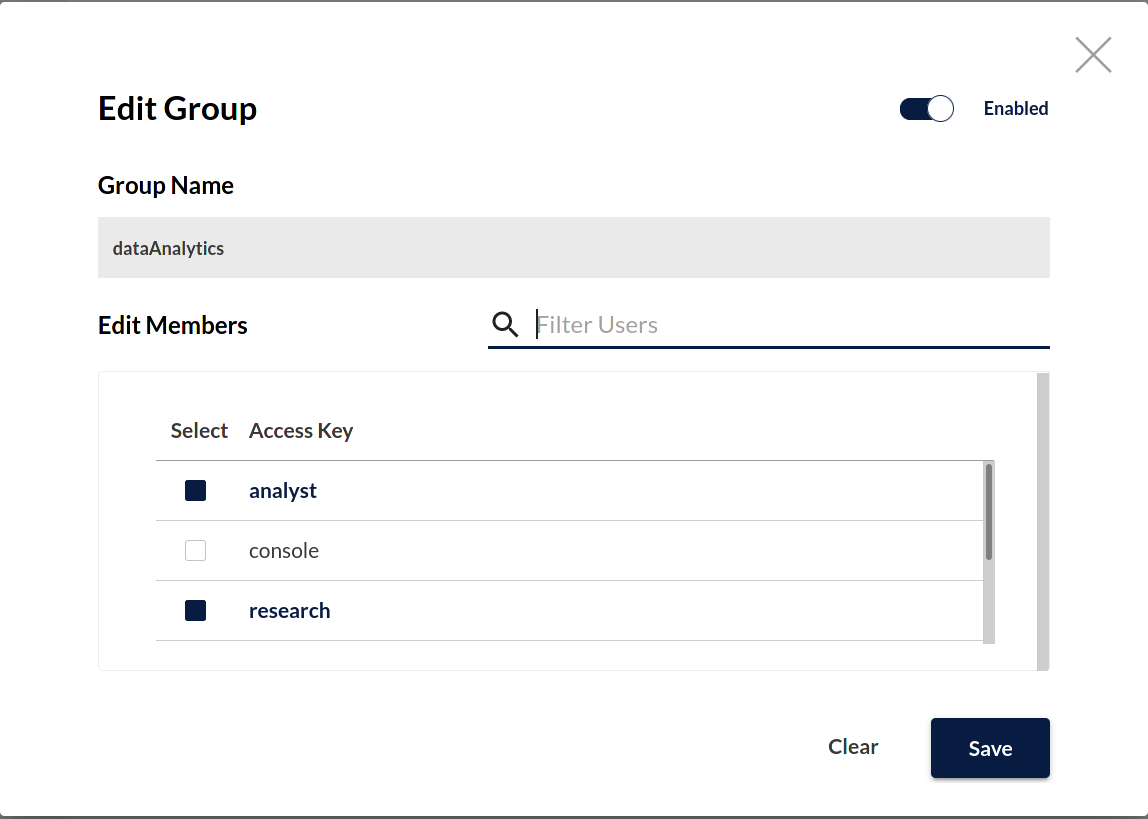 MinIO Console Group Management Edit View