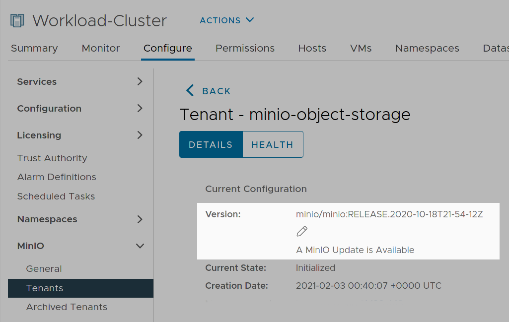 MinIO Tenant Upgrade