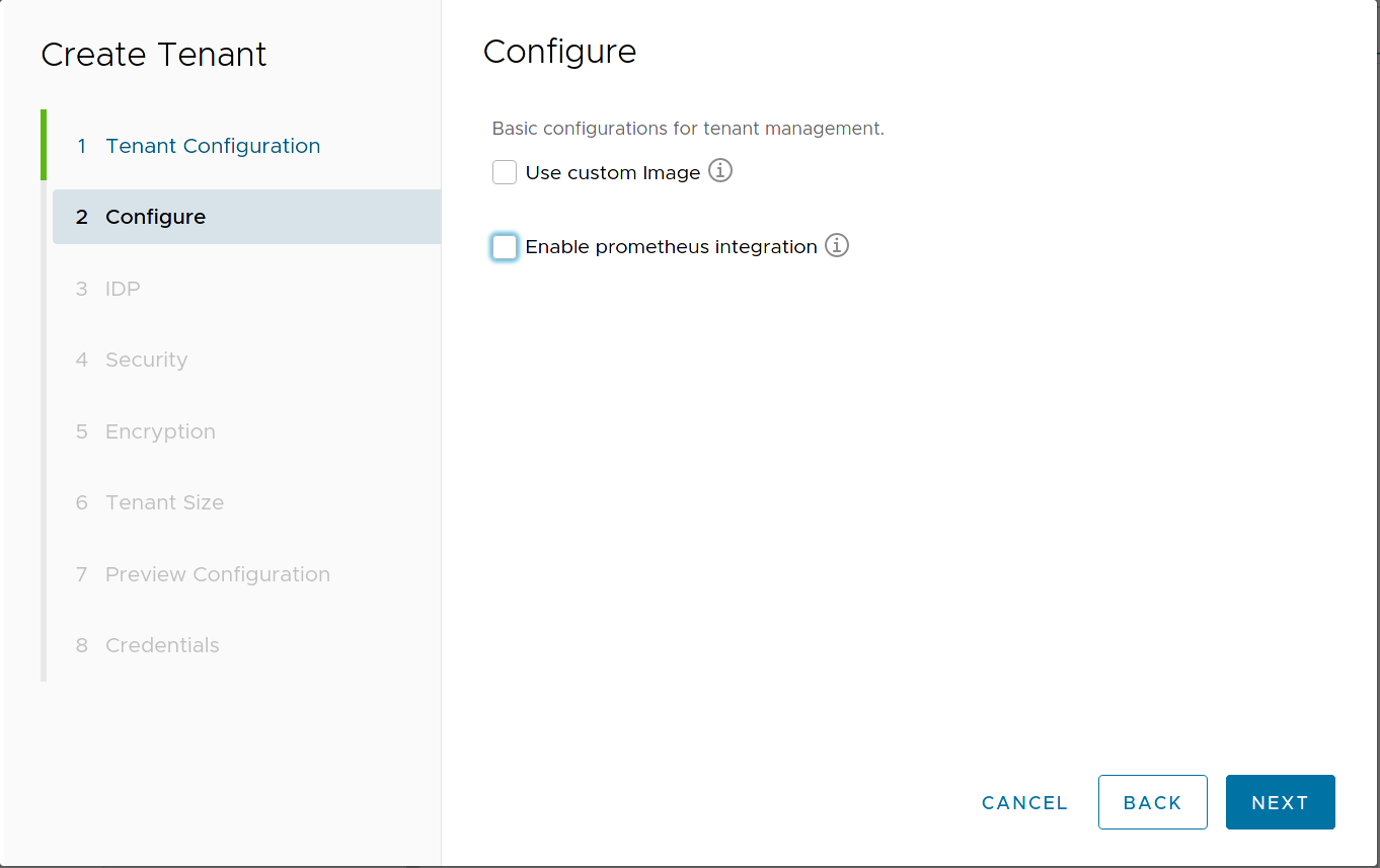 Tenant Configure Docker Image and Prometheus